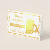 Vrolijk kerstfeest op Rhode Island Foto Folie Kaarten (Voorkant)