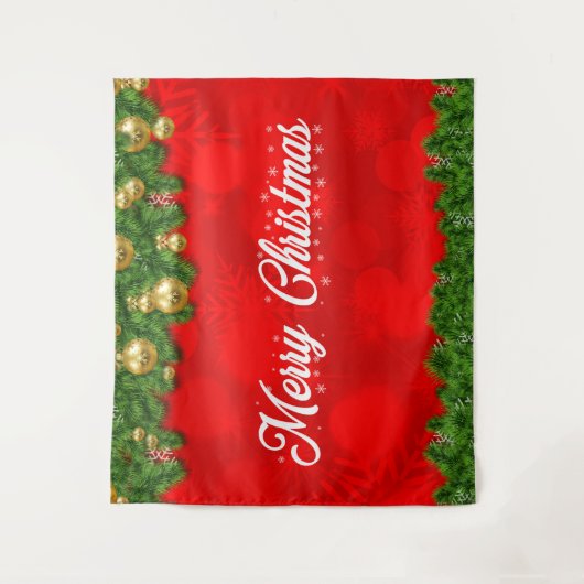 Vrolijk kerstfeest op rood met olievlekken en deco wandkleed (Voorkant)