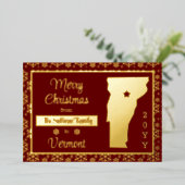 Vrolijk kerstfeest op Vermont State Foto Folie Feestdagenkaart (Staand Voorkant)