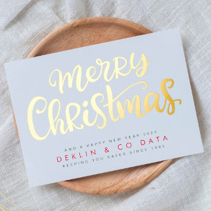 Vrolijk kerstfeest op White Premium Gold Busines Folie Feestdagenkaart
