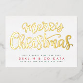 Vrolijk kerstfeest op White Premium | Gold Busines Folie Feestdagenkaart (Voorkant)