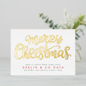 Vrolijk kerstfeest op White Premium | Gold Busines Folie Feestdagenkaart (Staand Voorkant)