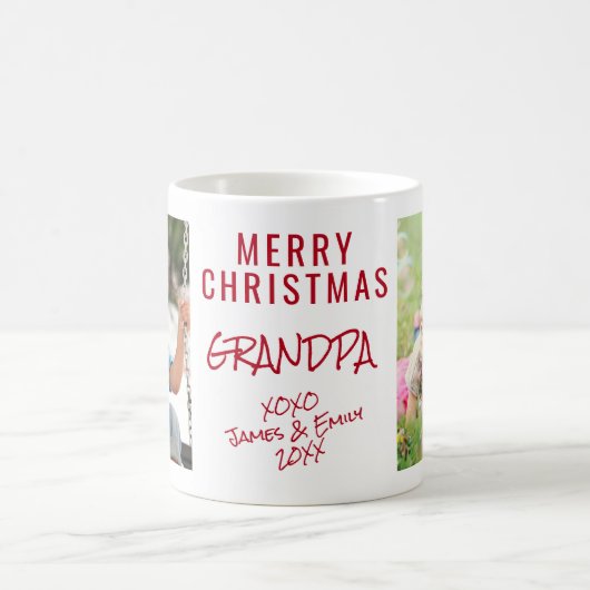 Vrolijk Kerstfeest Opa 2 Foto Koffiemok (Center)