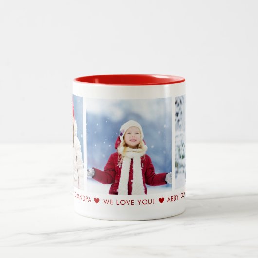 Vrolijk Kerstfeest Opa 3 Foto Aangepaste Koffie Mo Tweekleurige Koffiemok (Center)