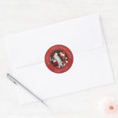 Vrolijk kerstfeest opa | Foto van Santa Red Ronde Sticker (Envelop)