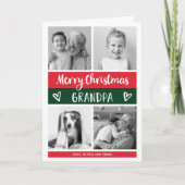 Vrolijk Kerstfeest Opa | Fotoraster van kleurenblo Feestdagen Kaart (Voorkant)