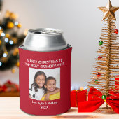 Vrolijk kerstfeest opa rode foto blikjeskoeler