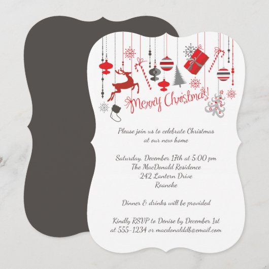 Vrolijk kerstfeest open huis uitnodiging (Voorkant / Achterkant)