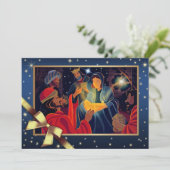 Vrolijk kerstfeest. Opwaardering van de Magi Feestdagenkaart (Staand voorkant)