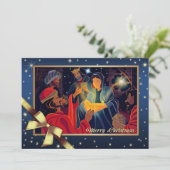 Vrolijk kerstfeest. Opwaardering van de Magi Feestdagenkaart (Staand voorkant)