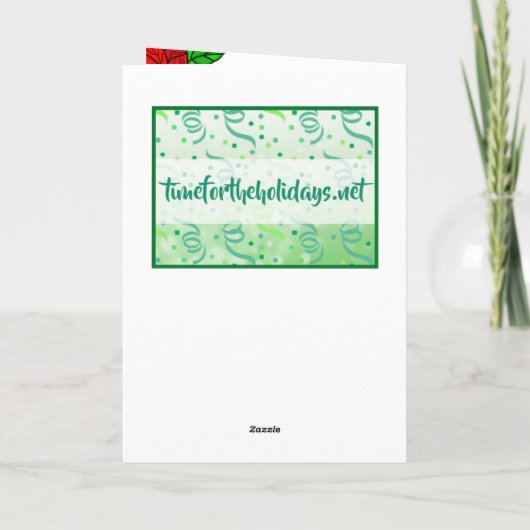 Vrolijk kerstfeest | Oranje Kat met Poinsettia Kaart (Achterkant)