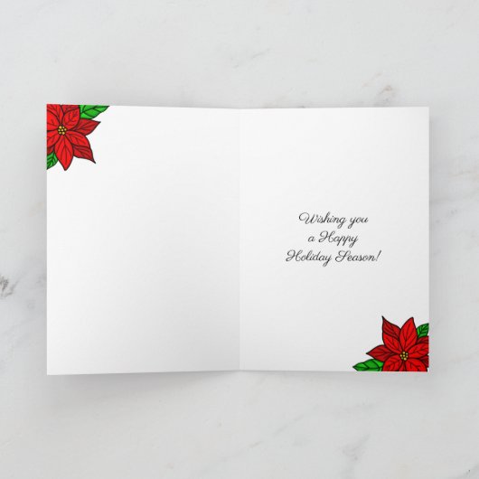 Vrolijk kerstfeest | Oranje Kat met Poinsettia Kaart (Binnen)