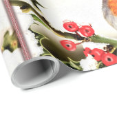 Vrolijk kerstfeest Oranje vogelvakantie Cadeaupapier (Rol Hoek)