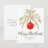 Vrolijk Kerstfeest Ornament Botanisch Elegant Feestdagenkaart (Voorkant / Achterkant)