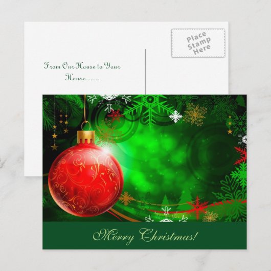 Vrolijk kerstfeest Ornament Briefkaart (Voorkant / Achterkant)