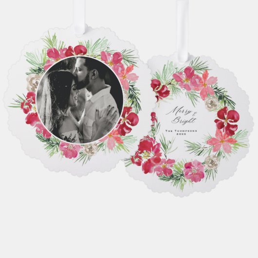 Vrolijk kerstfeest ornament kaart (Voorkant / Achterkant)