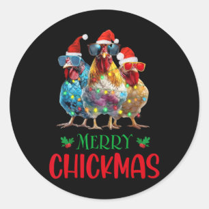 Vrolijk kerstfeest Ornament licht kippenboer chri Ronde Sticker