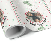 Vrolijk Kerstfeest Ornament op White Wrapping Pape Cadeaupapier (Rol Hoek)