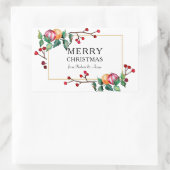 Vrolijk kerstfeest ornamenten en bessen goud lijst rechthoekige sticker (Tas)