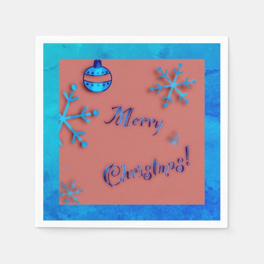 Vrolijk kerstfeest, ornamenten en sneeuwkristallen servet (Voorkant)