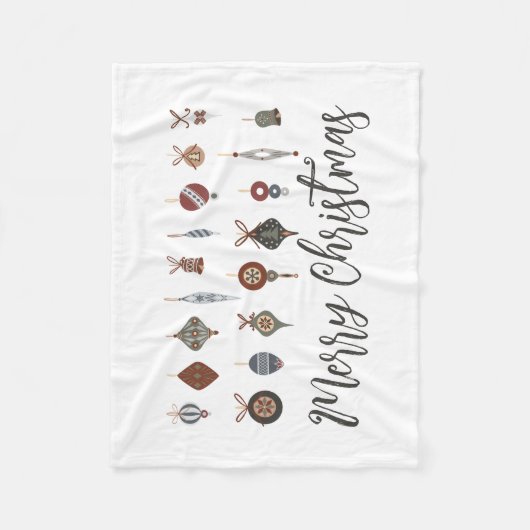  Vrolijk Kerstfeest Ornamenten Fleece Deken (Voorkant)