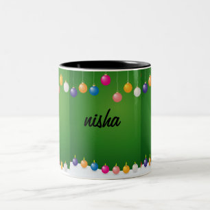 Vrolijk kerstfeest ornamenten groene koffie mok pe