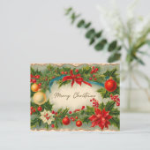 Vrolijk kerstfeest  Ornamenten, Holly Berry Feestdagenkaart (Staand voorkant)