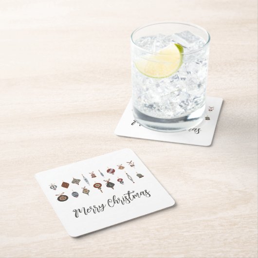  Vrolijk Kerstfeest Ornamenten Kartonnen Onderzetters (Insitu)