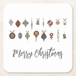 Vrolijk Kerstfeest Ornamenten Kartonnen Onderzetters