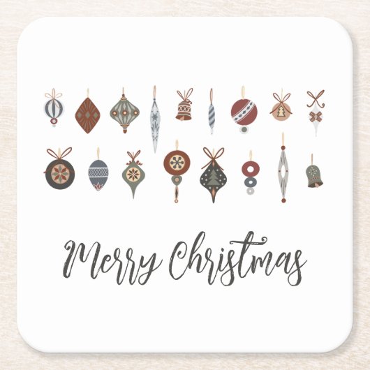  Vrolijk Kerstfeest Ornamenten Kartonnen Onderzetters (Voorkant)