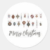 Vrolijk Kerstfeest Ornamenten Ronde Sticker (Voorkant)