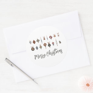 Vrolijk Kerstfeest Ornamenten Ronde Sticker