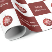 Vrolijk Kerstfeest Ornamenten Rood en Wit Van Naam Cadeaupapier (Rol Hoek)