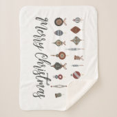  Vrolijk Kerstfeest Ornamenten Sherpa Deken (Voorkant)