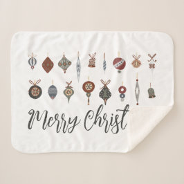 Vrolijk Kerstfeest Ornamenten Sherpa Deken