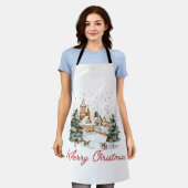 Vrolijk Kerstfeest Oude Vintage Kerst Illustratie Schort (Gedragen)