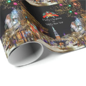 Vrolijk kerstfeest, ouderwetse feestdag cadeaupapier (Rol Hoek)