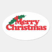 Vrolijk kerstfeest ovale sticker (Voorkant)