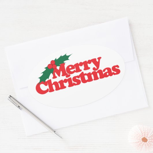 Vrolijk kerstfeest ovale sticker (Envelop)