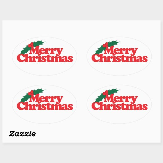 Vrolijk kerstfeest ovale sticker (Vel)