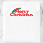 Vrolijk kerstfeest ovale sticker (Tas)