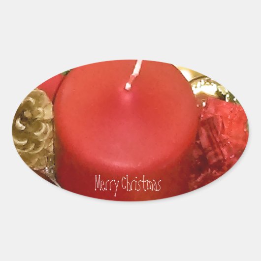 Vrolijk kerstfeest ovale sticker (Voorkant)