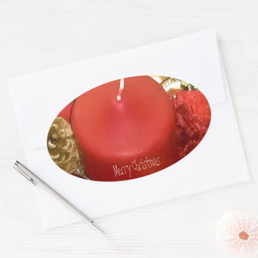 Vrolijk kerstfeest ovale sticker (Envelop)