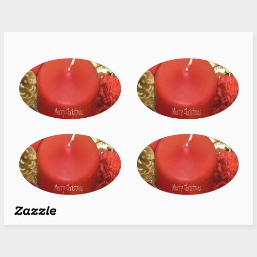 Vrolijk kerstfeest ovale sticker (Vel)