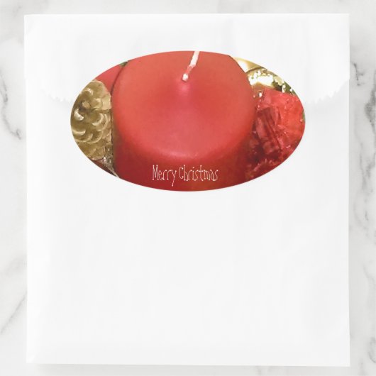 Vrolijk kerstfeest ovale sticker (Tas)