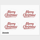 Vrolijk kerstfeest ovale sticker (Vel)
