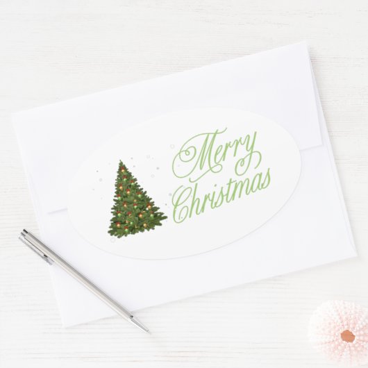 Vrolijk kerstfeest ovale sticker (Envelop)