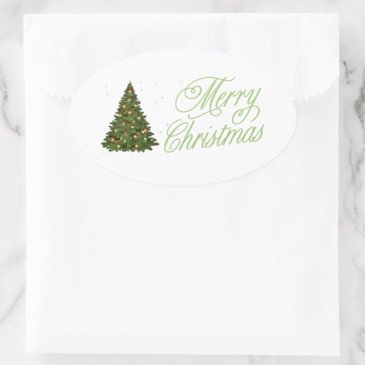 Vrolijk kerstfeest ovale sticker (Tas)