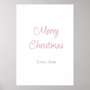vrolijk kerstfeest paars roze naam liefde vakantie poster
