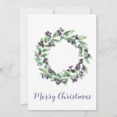 Vrolijk kerstfeest, paarse bessen kerstkrans feestdagenkaart (Voorkant)